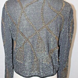 Vintage Beaded/Studded Sparkle Jacket Size Med Black/Gold/Silver Brilliante by J